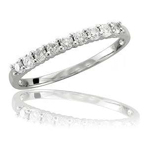 10k White Gold Wedding Anniversary Diamond Band Bridal Ring (HI, I, 0.27 carat)