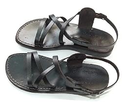 Black Biblical Jesus - Yashua Sandals - Footwear from the Holy Land - Genuine Leather - Camel Trademark
