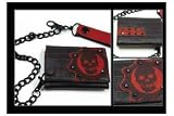 Gears of War Nintendo Video Game Wallet - Black Red Logo Leather Chain Tri-Fold
