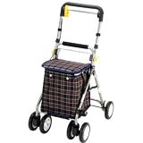 シルバーカー らくらくスリムW 紺チェック YX-300DB