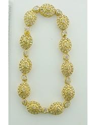 18kt Yellow Gold Diamond Pave Christmas Bangle Bracelet Vintage Style Jewelry