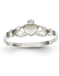 14k White Gold Childs Claddagh Ring - Size 4 - JewelryWeb