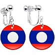 Laos Flag Clip on Earrings