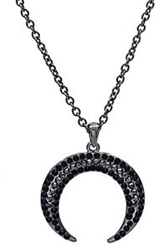 Double Horn Hematite Pendant and Adjustable 19 Inch Chain