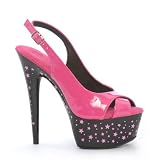 6 Inch Sexy Shoes Slingback Star Platform Shoes White Pink Peep Toe