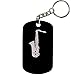 Personalized Engraved Custom Saxophone 2-inch Anodized Custom Aluminum GI Dog Tag with Chain