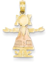 14k Two-tone Girl Pendant