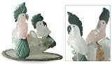 Gemstone sculpture, 'Cockatoos in Love' 6 W 2 L