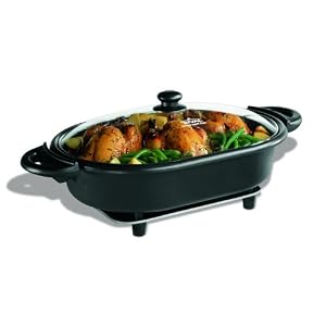 Rival SD165-B Family Size Oval Skillet with Bonus Fork, Slotted Spoon and Spatula by 