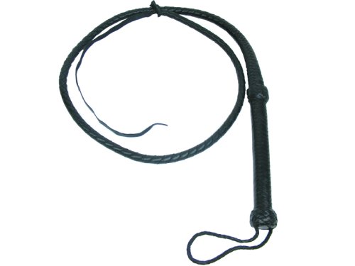BLACK LEATHER BULL HORSE TRAINING WHIP FOUETS DE CUIR