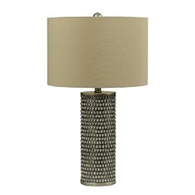 Candice Olson Cameron Table Lamp, Faux Stone with Beige Linen Shade 15x26 by Candice Olson