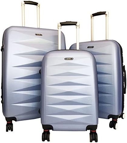 3pc Luggage Set Hardside Rolling 4wheel Spinner Carryon Travel Case ABS Light Blue