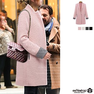 (イイネショップ) eeNeshop 配色 ロールアップ チェスター コート