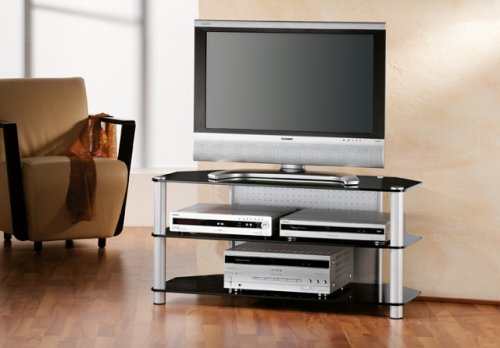 VCM TV-Möbel Monte Trio Alu / Schwarzglas
