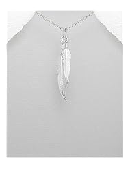 Feather Pendant Necklace In 92.5 Sterling Silver
