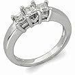 Platinum Classic Three Stone Square Diamond Anniversary Ring