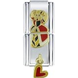  : Gold Queen Of Hearts Licensed Multi Link Dangle Italian Charms