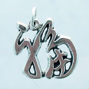 Small Asian LUCK Symbol Pendant or Charm in Sterling Silver, #11434
