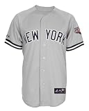 MLB Men's New York Yankees A.J. Burnett Road Gray Short Sleeve 6 Button Synthetic Replica Baseball Jersey Spring 2012  (Road Gray, Large)