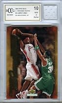 2003/04 Upper Deck Freshman Season #24 Lebron James ROOKIE with Piece of Authentic Lebron James Game Used High School Jersey Graded BGS BECKETT 10 MINT GGUM Card