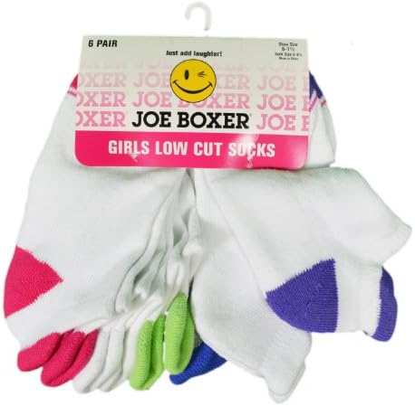 Lot of 6 Pairs Joe Boxer Girls Bright Color Low Cut Fashion Socks Sz 6-8 1/2