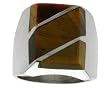 Gent's Sterling Silver Tiger Eye with Diagonal Stripes Ring