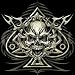 Biker T-shirt Skull Spade Skeleton Size up to 5XL