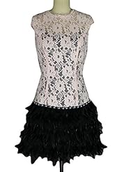 Cap Sleeves Lace Feathers Cocktail Short Sheath Evening Dress 