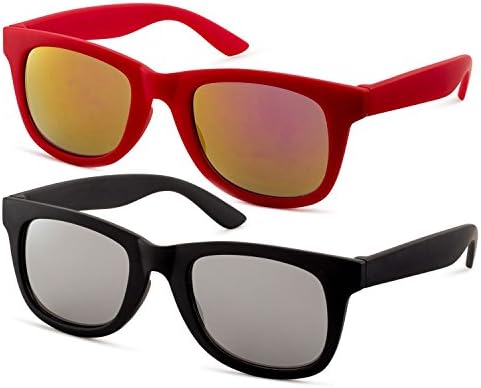 Kids ages 4-7 years old Black and Red Set of Wayfarer Sungasses