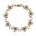 18k Yellow Gold Plated Sterling Silver Genuine Multi-Gemstone and Diamond Accent Heart Bracelet, 7.25
