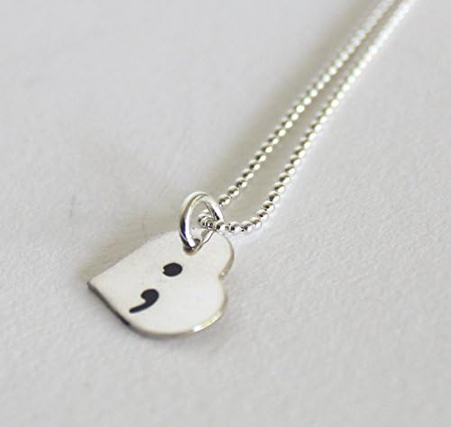 Sterling silver semicolon heart necklace