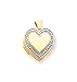 14k Heart Locket with Rhodium Accent