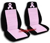 2 Black and sweet pink "Ribbon" car seat covers for a 2002 Toyota Camry.