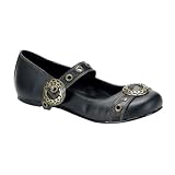 Black Mary Jane Ballet Flats Steampunk Gothic Style Buckles