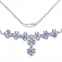5.60 Carat Genuine Tanzanite Ovals and Round Silver Necklace