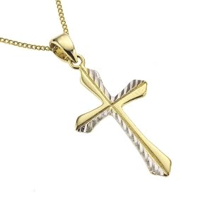 ZEEme For Kids - 500341050-38Z - Collier Enfant - Or Jaune et Blanc 333/1000 - - Pendentif Croix - 36/38 cm