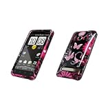 Premium Black with Pink Butterflies Snap-On Cover Hard Case Cell Phone Prot ....