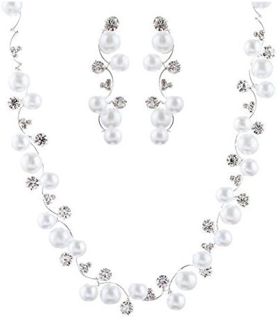 FiveStar Fabulous Sophia, Crystal Rhinestone Pearl Design Necklace &amp; Earring Set