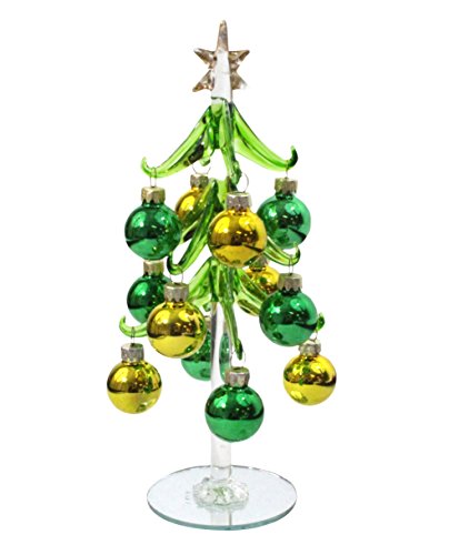 DEI 8-Inch Glass Ornament Christmas Tree (Green/Gold) DEI 8-Inch Glass Ornament Christmas Tree (Green/Gold)