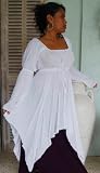 WHITE BLOUSE TOP SHIRT PEASANT RENAISSANCE FITS - S M L - E458S
