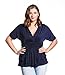 Dilanni Women V-neck Short Sleeve High Waist Top with Front Shirring