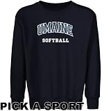 Maine Black Bears Youth Navy Blue Custom Sport Arch Applique Crew Neck Fleece Sweatshirt - (X-Large)