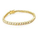 Bling Jewelry Round Clear CZ Gold Plated Wave Tennis Bracelet 925 Sterling 7in