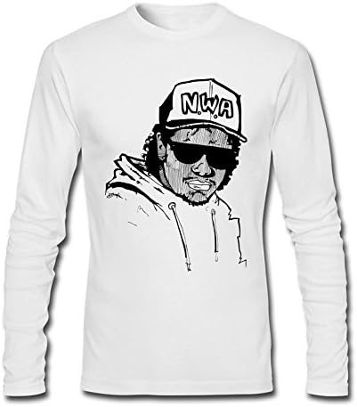 OKGOOP Men's Lectro Eazy E N.W.A. Hip Hop Group Music Long Sleeve T-shirt White XXXL