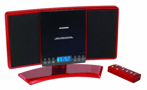 Best Price Sylvania SRCD2730-Red CD AM/FM Micro System with LED Alarm Clock, Desk or Wall Mountable (Red)