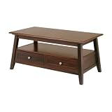 Angolo Coffee Table With Shelf And Two Drawers By Winsome Wood