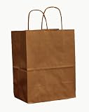 100 Cub / Petite Natural Kraft Shopping Bags with Handle, 8 x 4-3/4 x 10-1/2 Tall
