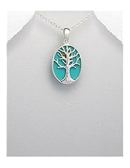 Tree Reconstructed stones Pendant Necklace In Sterling Silver