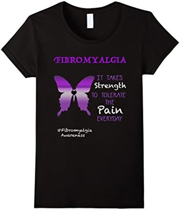 Women's Fibromyalgia Awareness T-Shirt. For Fibro Strong Warriors XL Black