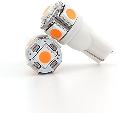 5-SMD T10 Car Replacement Bulbs LED Light 5050 - Warm White, Pack of 10